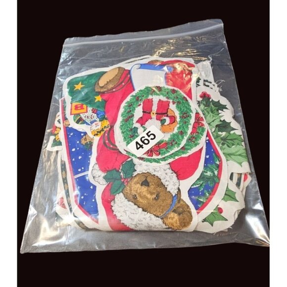 Christmas Fabric Cut Outs 20 +  Santa, Christmas Tree, Ornament Print Fabric - Picture 12 of 12